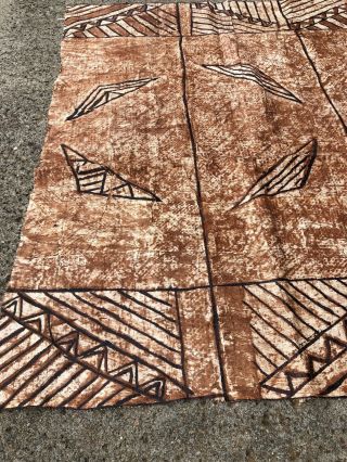 Vintage Siapo Samoan Bark Cloth Authentic Polynesian Tapa Wall Art 5’ x 5.  7’ 2