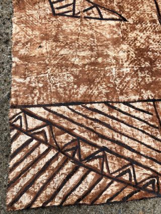 Vintage Siapo Samoan Bark Cloth Authentic Polynesian Tapa Wall Art 5’ x 5.  7’ 3