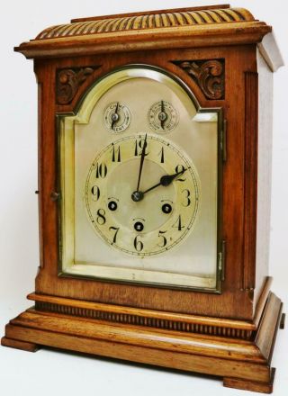 Antique Junghans 8 Day Carved Walnut Westminster Chime Musical Bracket Clock