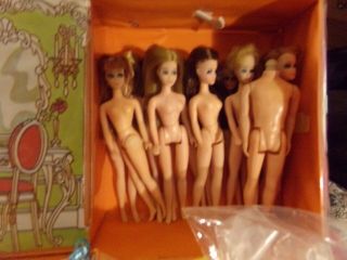 12 Vintage Topper Dawn Dolls case and clothes 3