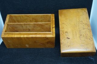 Vtg.  Art Deco Birds Eye Maple Wood Double Poker Playing Deck Card Holder Case Box