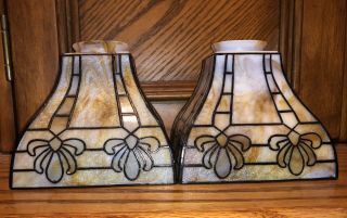 2 Vintage Tiffany Style Stained Glass Lamp Shade