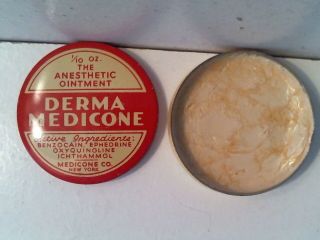 Vintage Derma Medicone Advertising Medicine Tin (Has Anesthetic Ointment Inside) 2