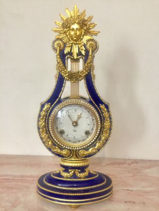 Vintage Maria Antoinette Cobalt Blue Porcelain Clock By Franklin