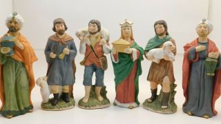 6 - - Vintage Homco Nativity Scene Wise Men King,  Shepards Figurines Christmas