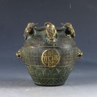 Chinese Bronze Gilt Handwork Carved Toad Pot Ming Dynasty Xuande Mark