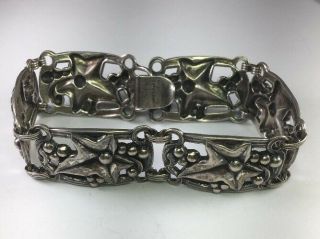 Vintage Danecraft Sterling Silver Poinsettia Open Link Bracelet Sz 7.  25” B102