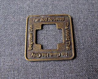 Vintage Filigree Cross Brass Medal For God So Loves The World That He Gave.