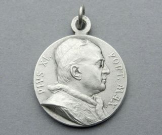 Pope Pius Xi.  Saint Virgin Mary And Jesus,  Antique Religious Medal.  Pendant.