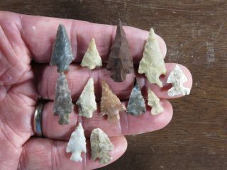 10 Colorful,  Classic Late Woodland - Mississippian Arrow Points,  Southeast Mo.
