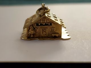 Vintage 18k Gold 3d Swiss Chalet Travel Charm That Opens