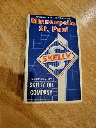 Vintage 1963 Skelly Oil Co.  Street Map Of Greater Minneapolis St.  Paul