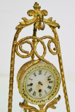 Stunning Antique French 8 Day Bronze Ormolu & Sevres Tic Tac Mantle Clock 2