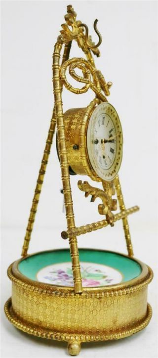Stunning Antique French 8 Day Bronze Ormolu & Sevres Tic Tac Mantle Clock 3