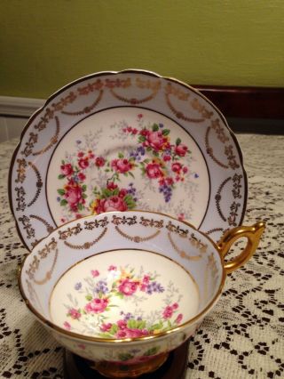 Vintage Regency Bone China England Pink Rose Flowers Tea Cup &saucer,  Gold Trim