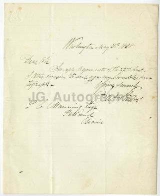 James Shields - Civil War General,  Defeated Stonewall Jackson - Signed Letter