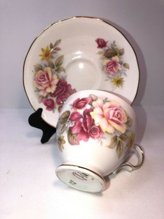 Queen Anne Bone China Footed Tea Cup And Saucer Made In England Roses