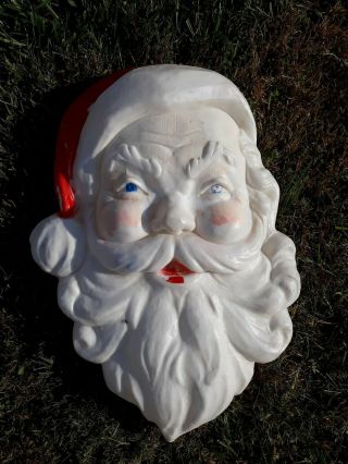 Vintage Union Product 21 " Santa Blow Mold Head Face Plastic Wall Hanging Face