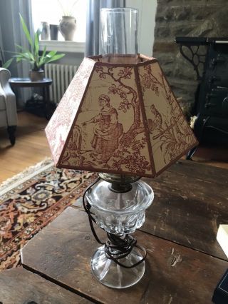 Vintage Oil Lamp Converted To Electric Can Be With Or Without Lamp Shade