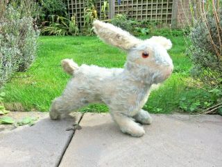 Large Blue Mohair Antique Vintage Rabbit Soft Toy Straw Filled