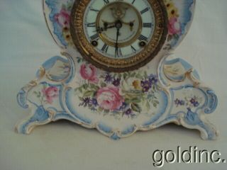 19th C Ansonia Royal Bonn Porcelain Clock La Vender Open Escapement N.  R. 2