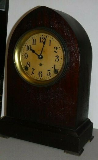 Antique Seth Thomas Chime Arch - Top Mahogany Gothic Bracket Clock Keywind