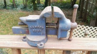 Vintage Samson 5207 Swivel Vise 3 " Jaw Anvil Rounding Horn Vice Usa
