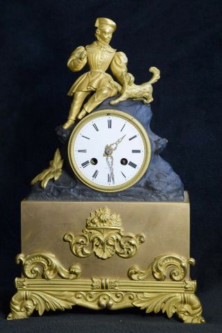 Antique French Japy Freres Ormolu / Patinatinated Bronze Mantel Clock 1830s