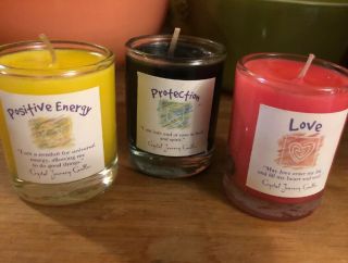 Crystal Journey Candles Herbal Soy Filled Votive Holders Protection Love Energy