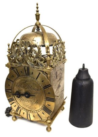 Fantastic Brass Hook And Spike Lantern Clock By Thomas Moore Ipswich With Weight