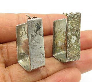 Studio Suzan 925 Silver - Vintage Etched Detail Square J - Hoop Earrings - E7111
