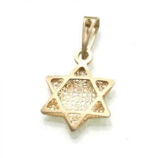 Vintage 14k Yellow Gold Jewish Star Of David Double Sided Sparkly Italy Estate