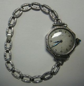 1924 Lady Elgin 14k White Gold Wristwatch 15 Jewels Size 10/0s Serial 26508327