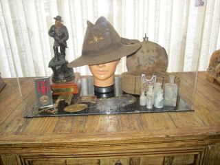 Indian War U.  S.  Army Artifacts.  Campaign Hat,  Belt Buckle Span Am