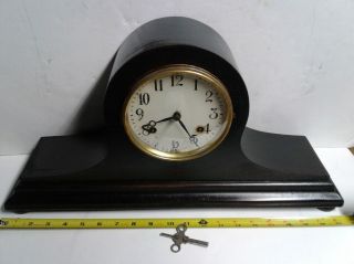 Antique Haven Clock Co Tambour 11 Mantel Mantle Clock Mahogany,