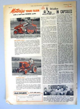 1951 Allis Chalmers Model G & B Ad Motorize Your Farm With Low Cost