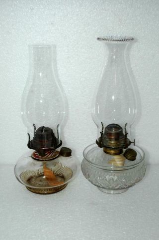 2 Antique Vintage Oil Kerosene Glass Lamps P&a Banner Burners 1870 Patent