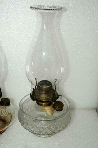 2 Antique Vintage Oil Kerosene Glass Lamps P&A Banner Burners 1870 Patent 2