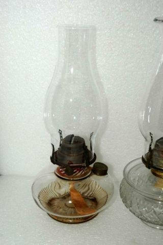 2 Antique Vintage Oil Kerosene Glass Lamps P&A Banner Burners 1870 Patent 3