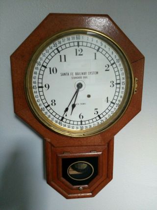 Seth Thomas Santa Fe Railway System Standard Dial Short Drop Clock In Good.