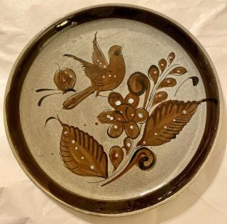 Ken Edwards El Palomar Tonala Mexican Folk Art Pottery Bird Dinner Plate 11”