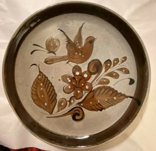 Ken Edwards El Palomar Tonala Mexican Folk Art Pottery Bird Dinner Plate 11” 3