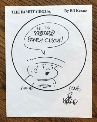 Family Circus,  Bill Keane,  Cartoonist,  Signed Artwork,  1993