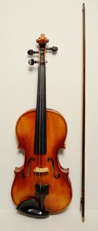 3/4 Size 22 " Jan Kriml German Student Violin With Bow/case For Repair /parts Vtg