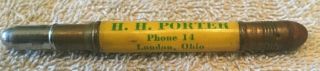 Vintage John Deere Advertising Bullet Pencil Porter London Ohio 4 Legs Phone 14