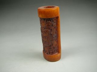 Rare Antique Chinese Hand - carved Bovine bone Pendants Scripture 3