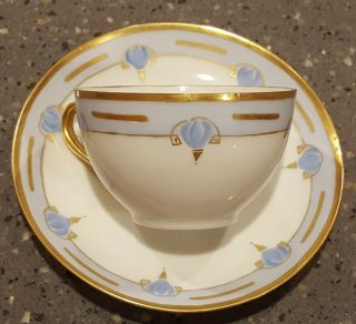 Vintage O&eg Royal Austria Hand Painted Tea Cup And Saucer Art Deco Signed Cmh