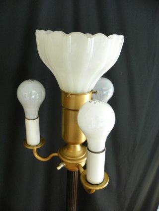ANTIQUE VINTAGE CAST FLOOR LAMP,  TORCHIER,  ONYX BASE,  CANDELABRA ALL 3