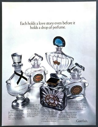 1970 Guerlain 5 Bottles Of Perfume Photo Shalimar Mitsouko Etc.  Vintage Print Ad