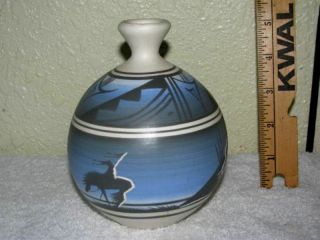Vtg End Of The Trail Navajo Lorisen Dineh Native American Indian Pottery Vase